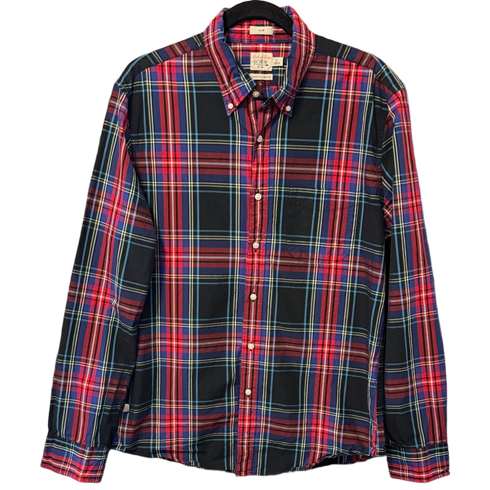 J. Crew Men's 100% Cotton Secret Wash Slim Plaid Button-Down Shirt - Picture 2 of 4